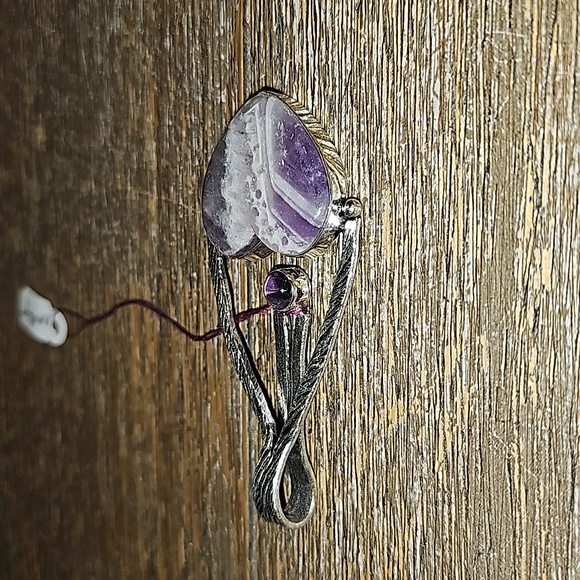 New Chevron Amethyst Heart ❤️ Pendant - Picture 3 of 7